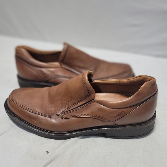 ECCO Mens Brown Leather Slip On Loafers Shoes Size 43 Comfort main image 4